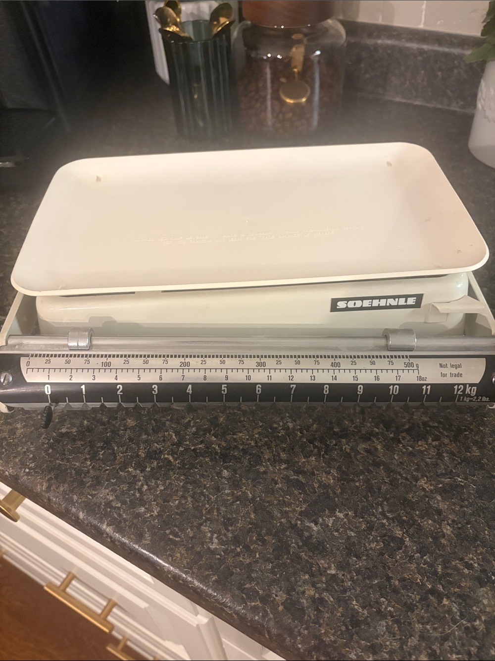 White Kitchen Scale with Sliding Weight Indicator